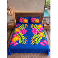 Hand Painted Rayon Bedsheet Set King Size